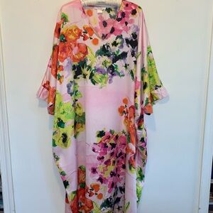 Natori Kimono Caftan Satin Lounge Dress